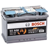 Акумулятор Bosch S5 AGM 12В 70А·год 760А R+ (0 092 S5A 080)