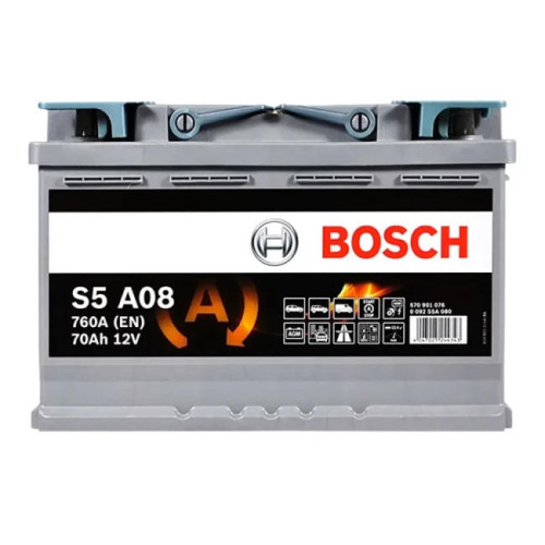 Акумулятор Bosch S5 AGM 12В 70А·год 760А R+ (0 092 S5A 080)