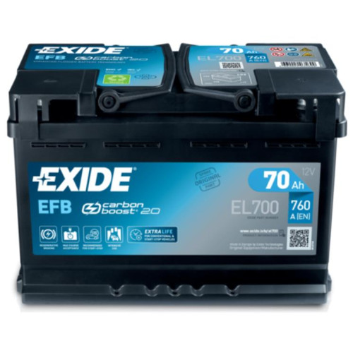 Акумулятор Exide Start-Stop EFB 12В 70А·год 760А R+ (EL700)