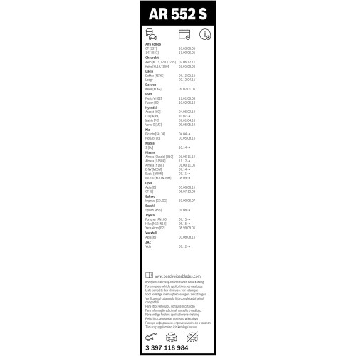 Склоочисник BOSCH Aerotwin безкаркасний комплект 550/400мм (3 397 118 984)