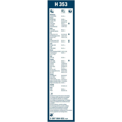 Склоочисник Bosch Twin каркасний 350мм задній (3 397 004 631)