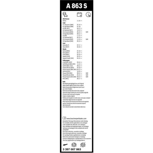 Склоочисник BOSCH Aerotwin безкаркасний комплект 600/450мм (3 397 007 863)