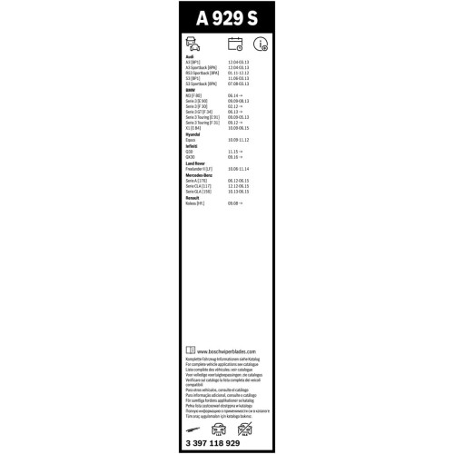 Склоочисник BOSCH Aerotwin безкаркасний комплект 600/475мм (3 397 118 929)