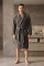 Халат чоловічий ARDESTO Stripe, розмір M/L, 100% поліестер, сірий