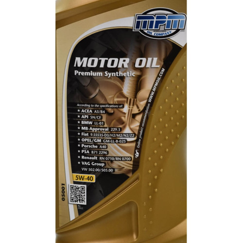 Олива моторна MPM Premium Synthetic 5W-40 1л (05001)