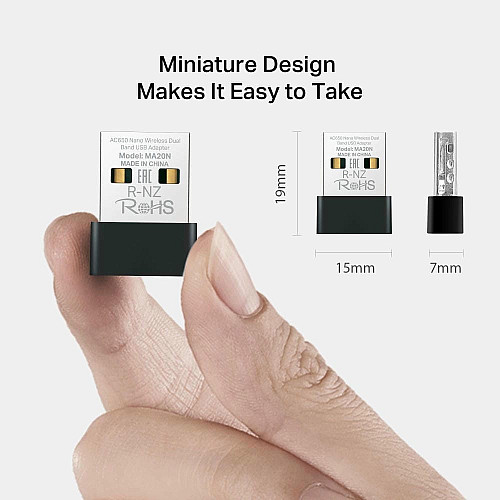 Адаптер WiFi MERCUSYS MA20 AC650, USB