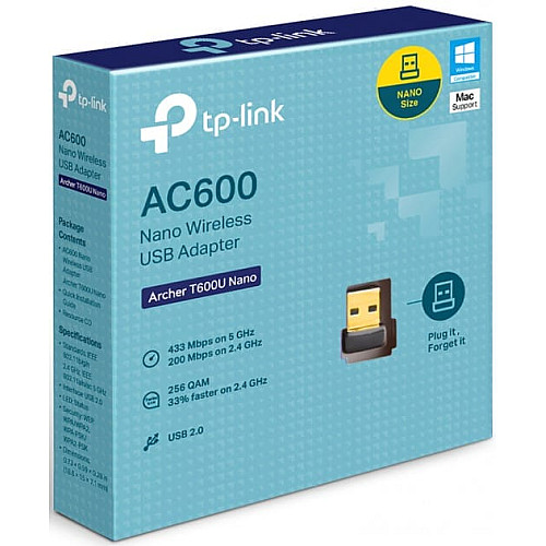 Адаптер WiFi TP-LINK Archer T600U nano AC600, USB