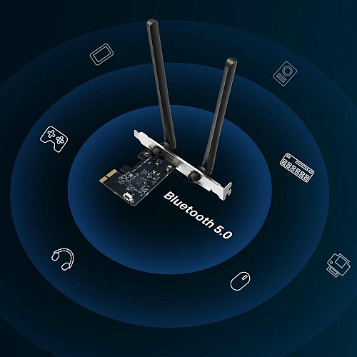 Адаптер WiFi MERCUSYS MA30E AC1200, PCI-Express x1, BT5.0