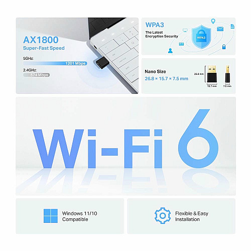 WiFi адаптер TP-LINK Archer TX20U Nano AX1800 USB 2.0