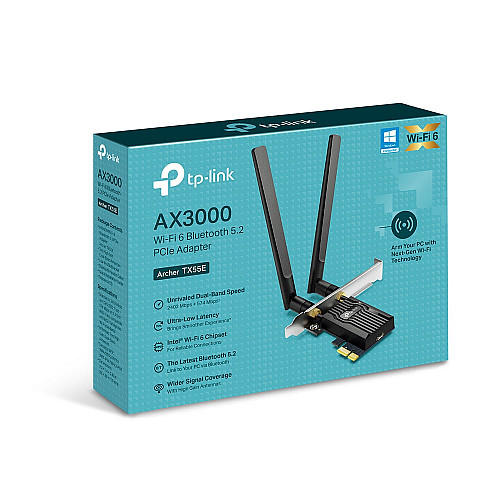 Адаптер WiFi TP-LINK Archer TX55E AX3000, PCI-Express x1, BT5.2