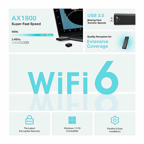 Адаптер WiFi TP-LINK Archer TX20U AX1800, USB