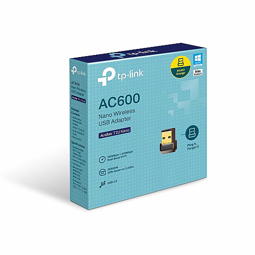 Адаптер WiFi TP-LINK Archer T2U nano AC600, USB