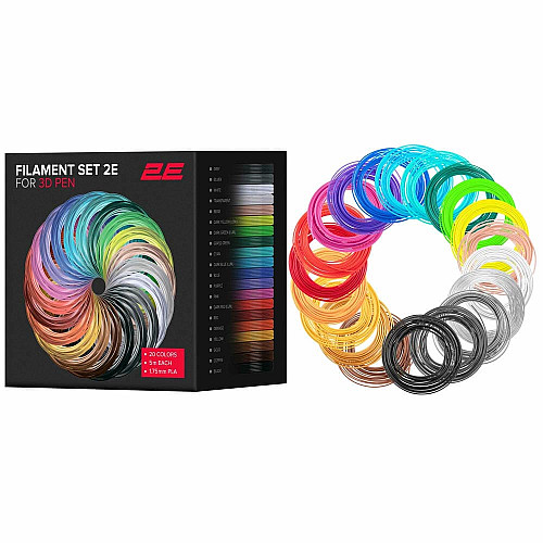 Картридж 2E для 3D ручки PLA, 1.75мм, 20шт, мікс 5м