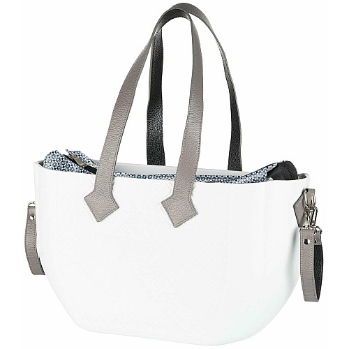Сумка Nuvita MyMia ручки кожа, коврик, ремни для коляски, бело-серый