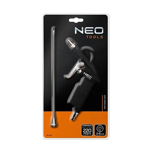 Пистолет продувочный Neo Tools, алюминий, удлиненное сопло 220мм, 0.194кг
