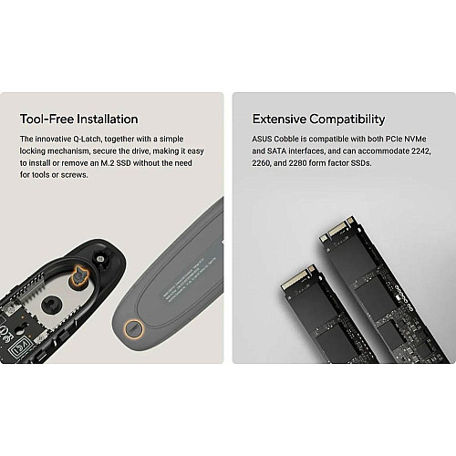 Портативний корпус ASUS для SSD COBBLE/BLK/G/AS/ESD-A1A/BLK/G/ PCIe NVMe M.2 2230/2242/2260/2280 USB Type-C 3.2 Gen 2x1 чорний