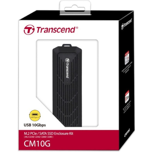 Портативний корпус Transcend для SSD Enclosure Kit M.2 PCIe/M.2 SATA 2230/2242/2260/2280 USB USB Type-A + Type-C Чёрный