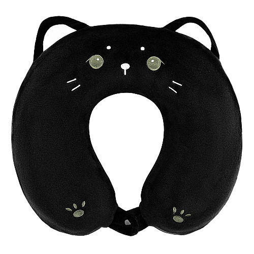 Подушка для шиї ARDESTO Travel Black Cat 30х30см, поліуретанова піна, чорний