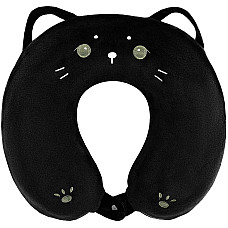 Подушка для шиї ARDESTO Travel Black Cat 30х30см, поліуретанова піна, чорний