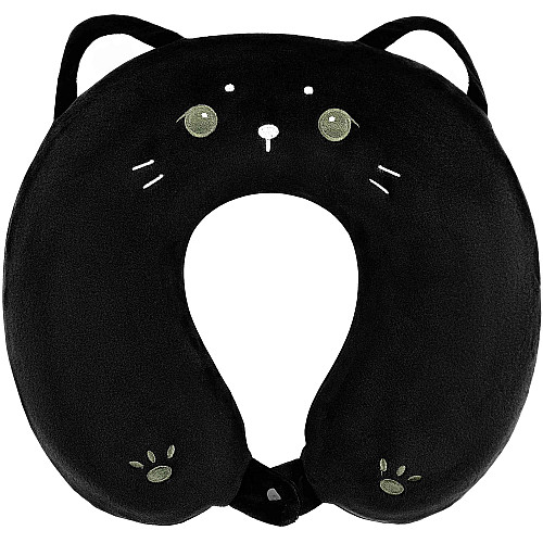 Подушка для шиї ARDESTO Travel Black Cat 30х30см, поліуретанова піна, чорний