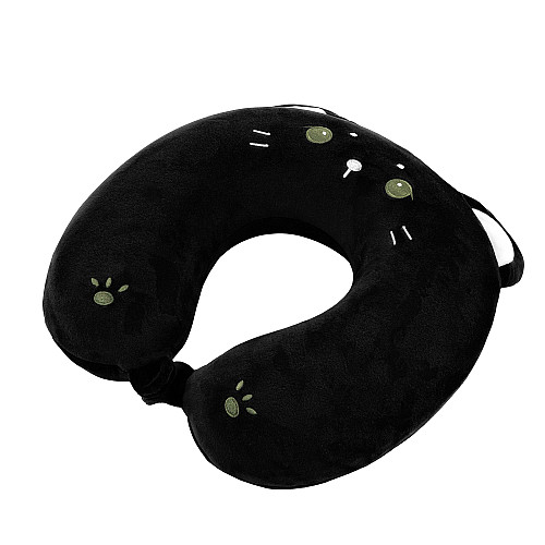 Подушка для шиї ARDESTO Travel Black Cat 30х30см, поліуретанова піна, чорний