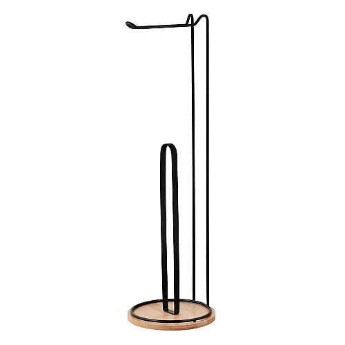 Тримач для туалетного паперу ARDESTO Minimalism 16.5х16.5х55см, метал, бамбук, чорний