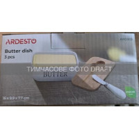 Маслянка Ardesto Midori, 16х9.9х7.7см, бамбук, кераміка, нержавіюча сталь, білий