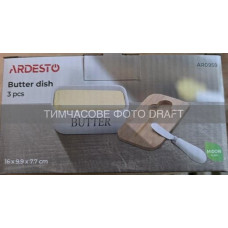 Маслянка Ardesto Midori, 16х9.9х7.7см, бамбук, кераміка, нержавіюча сталь, білий