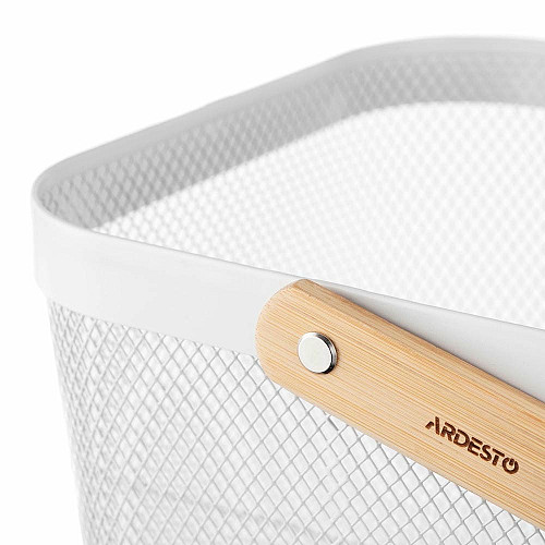 Корзина с ручкой ARDESTO Midori 25х24.5х18см, металл, дерево, белая