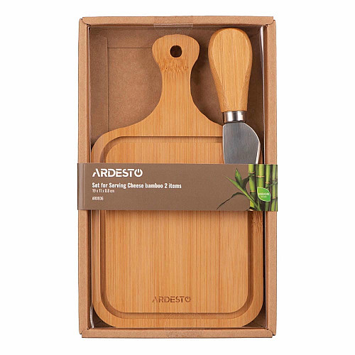 Набор для подачи сыра ARDESTO Midori, 2 предмета, 19х11х0.8см, бамбук, нержавеющая сталь