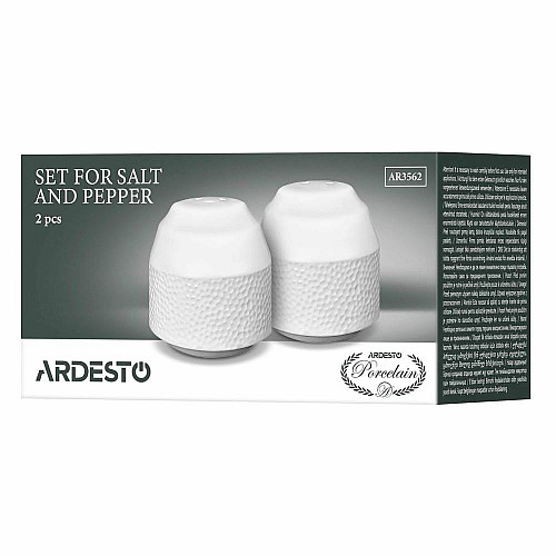 Набор для соли и перца ARDESTO Ancona, 2 предмета, 5.4х5.5см, фарфор, белый
