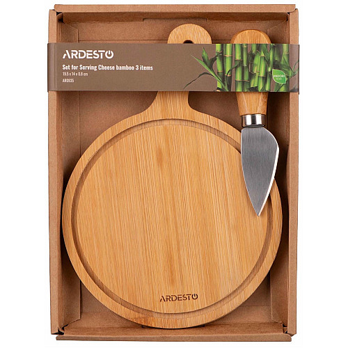 Набор для подачи сыра ARDESTO Midori, 2 предмета, 19.5х14х0.8см, бамбук, нержавеющая сталь