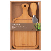 Набор для подачи сыра ARDESTO Midori, 2 предмета, 19х11х0.8см, бамбук, нержавеющая сталь