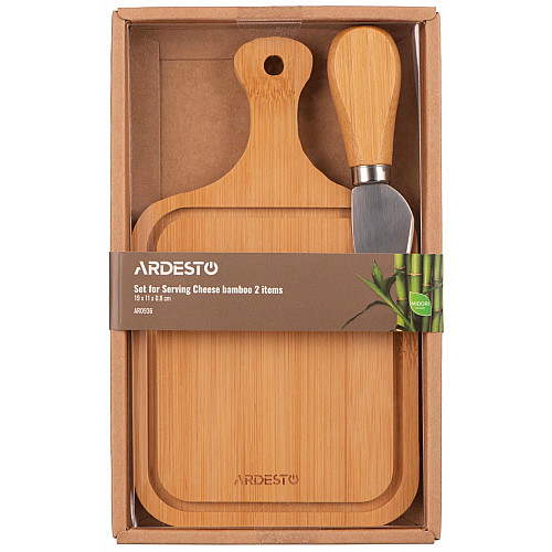 Набор для подачи сыра ARDESTO Midori, 2 предмета, 19х11х0.8см, бамбук, нержавеющая сталь