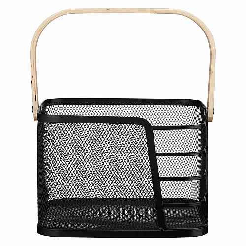 Корзина с ручкой ARDESTO Midori 24х23.5х16.1см, металл, дерево, черный