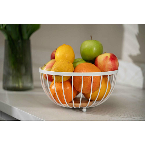 Кошик ARDESTO Midori 25х25х13см, метал, дерево, білий