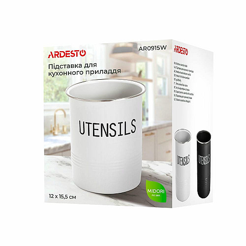 Подставка для кухонных принадлежностей ARDESTO Midori 12х15.5см, металл, белый