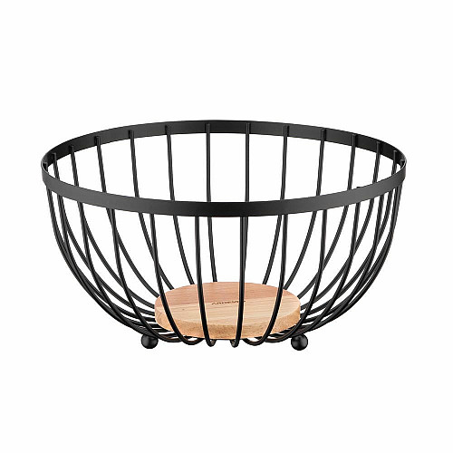Кошик ARDESTO Midori 25х25х13см, метал, дерево, чорний