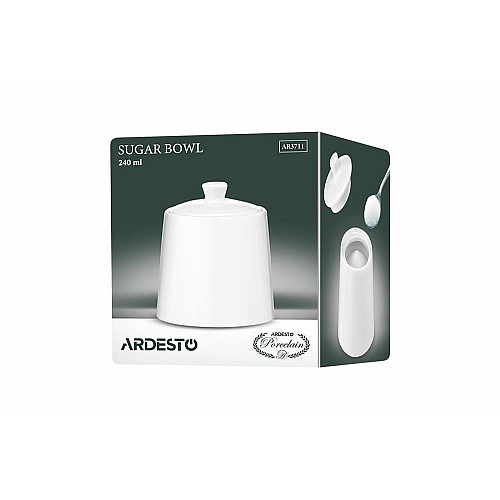 Сахарница ARDESTO, 8х8х10.7см, 240мл, фарфор, белый