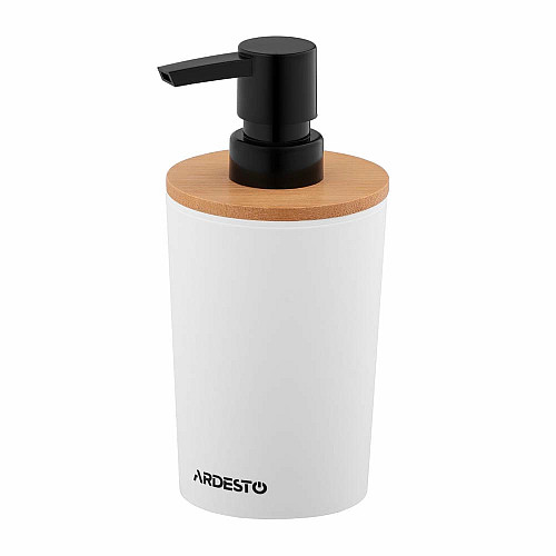 Диспенсер для мила ARDESTO Minimalism 380мл, поліпропілен, бамбук, білий