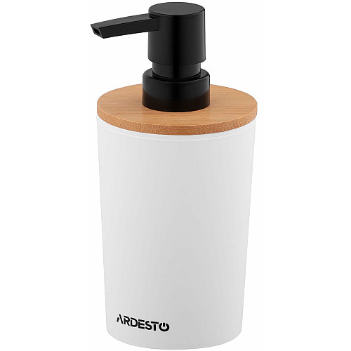 Диспенсер для мила ARDESTO Minimalism 380мл, поліпропілен, бамбук, білий