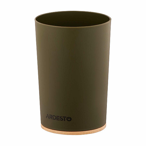 Стакан для зубных щеток ARDESTO Minimalism 7.8x11.3см, полипропилен, бамбук, зеленый темный