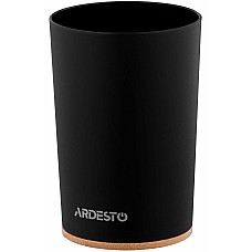 Склянка для зубних щіток ARDESTO Minimalism 7.8x11.3см, поліпропілен, бамбук, чорний
