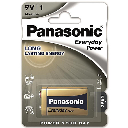 Батарейка Panasonic EVERYDAY POWER щелочная 6LR61(6LF22, MN1604, MX1604, Крона) блистер, 1 шт.