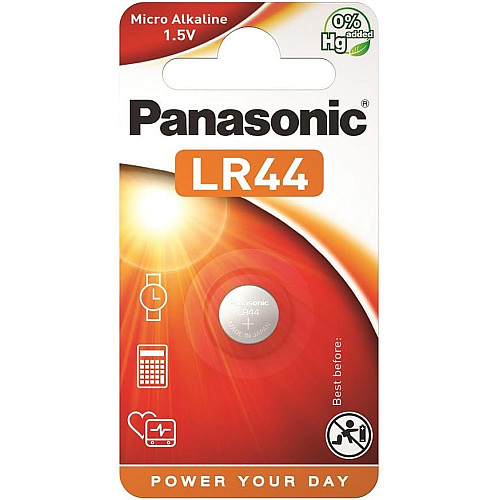 Батарейка Panasonic щелочная LR44(A76, AG13, G13A, PX76, GP76A, RW82) блистер, 1 шт.