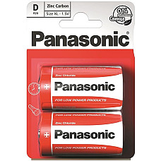Батарейка Panasonic RED ZINC вугільно-цинкова D(R20) блістер, 2 шт.
