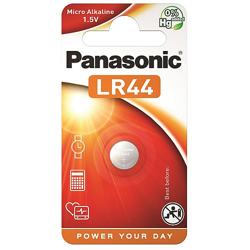 Батарейка Panasonic щелочная LR44(A76, AG13, G13A, PX76, GP76A, RW82) блистер, 1 шт.