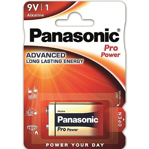 Батарейка Panasonic Pro Power щелочная 6LR61(6LF22, MN1604, MX1604, Крона) блистер, 1 шт.