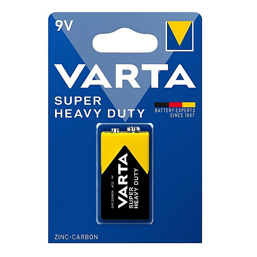 Батарейка Varta Super Heavy Duty угольно-цинковая 6F22 (6LR61, MN1604, MX1604, Крона) блистер, 1 шт