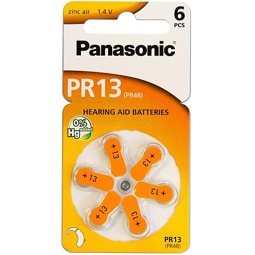 Батарейка Panasonic воздушно-цинковая PR13(PR48, AC13, DA13, AG5, ZA13) блистер, 6 шт.